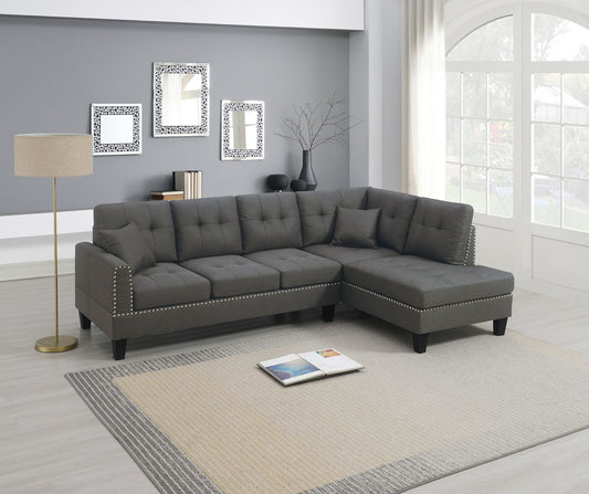 Tweed Dark Brown 2 Piece Sectional Sofa