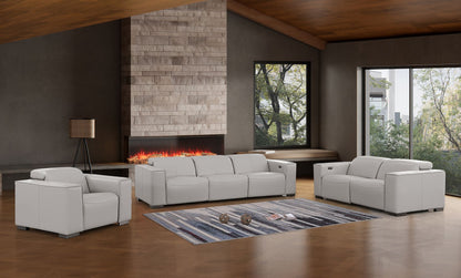 1208 - Leather Reclining Set (Sofa, Loveseat & Chair With 5 Power Recliners)