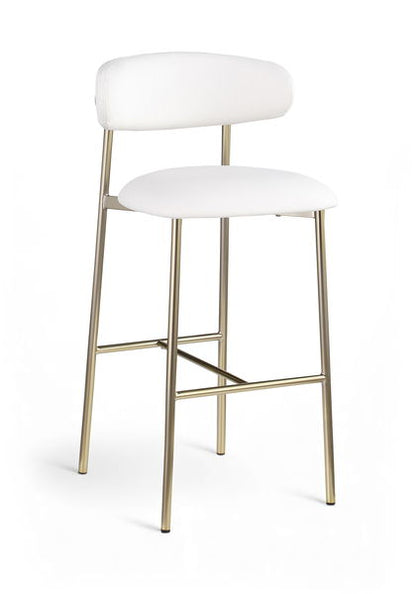 Lupita - Vegan Leather Upholstered Bar Stool With Brushed Gold Frame (Set of 2)
