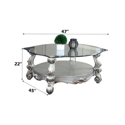 Versailles - 22" Coffee Table - Clear Glass & Antique Platinum