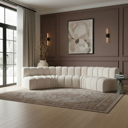 Arc - Boucle Fabric 5 Piece U-Shaped Modular Sofa