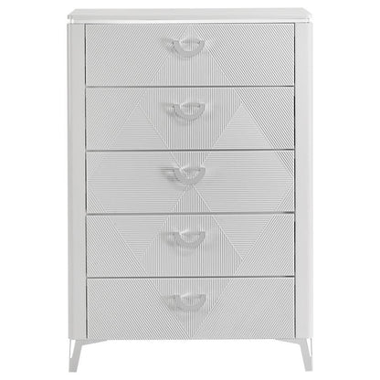 Cassia - 5-Drawer Bedroom Chest Of Drawers - White High Gloss