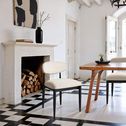 Riccio - Fabric Dining Side Chair (Set of 2) - Black Frame