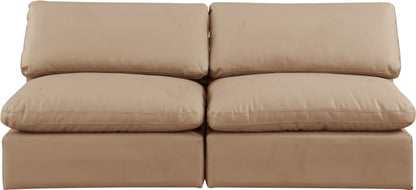 Comfy - Faux Leather Modular Armless Sofa 2 Pieces - Light Brown
