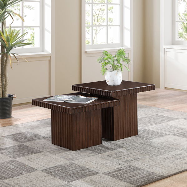 Spencer - 15" Oak Veneer 2 Piece Coffee Table