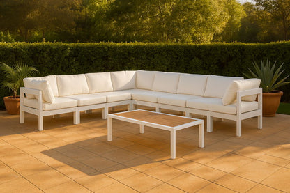 Nizuc - Outdoor Patio 8 Piece Modular Sectional With White Frame