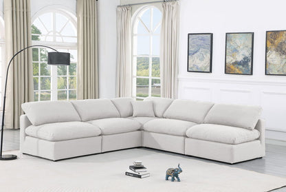 Indulge - Linen 5 Piece Modular Corner Armless Sectional - White
