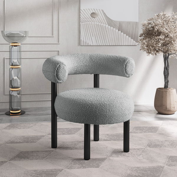 Bordeaux - Boucle Fabric Accent Chair With Black Legs