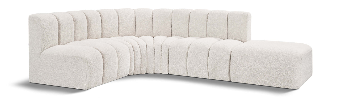 Arc - Boucle Fabric 5 Piece Corner Modular Sofa