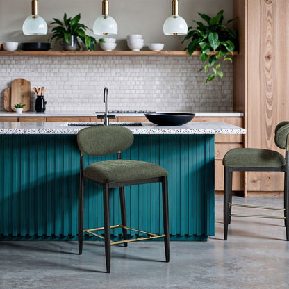 Riccio - Fabric Stool - Black Frame