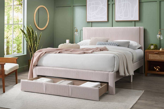 Light Pink Corduroy Queen Bed