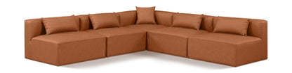 Cube - 5 Piece Modular Corner Armless Sectional - Cognac